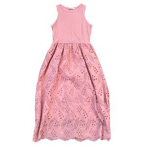 Grace Karin Women’s Sleeveless Tank Dress Size Medium Pink Eyelet Midi A Line
